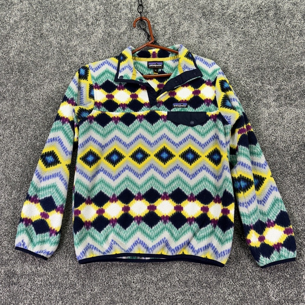 Patagonia Sweater Womens XS Multicolor Print Synchilla Fleece Snap-T Pullover